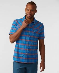 Stio Men's Eddy Shirt SS -Stio Shop Online M Eddy Shirt SS Blue Jolt Plaid 1