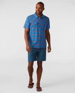 Stio Men's Eddy Shirt SS -Stio Shop Online M Eddy Shirt SS Blue Jolt Plaid 3