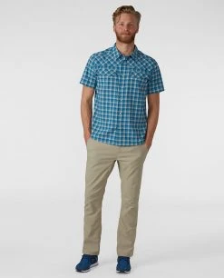 Stio Men's Eddy Shirt SS -Stio Shop Online M Eddy Shirt SS Tumbling Turq Check 3