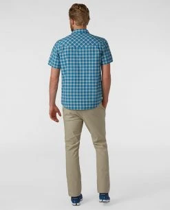 Stio Men's Eddy Shirt SS -Stio Shop Online M Eddy Shirt SS Tumbling Turq Check 4