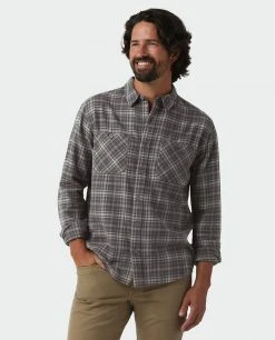Stio Men's Miter Lightweight Flannel Shirt -Stio Shop Online M Miter Lightweight Flannel Shirt Basalt Plaid 1
