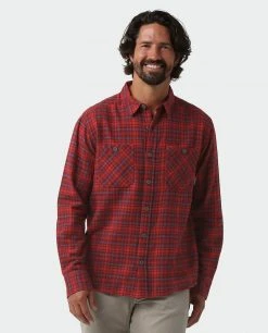 Stio Men's Miter Lightweight Flannel Shirt -Stio Shop Online M Miter Lightweight Flannel Shirt Roasted Beet Plaid 1