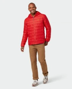 Stio Men's Pinion Down Hooded Jacket -Stio Shop Online M Pinion Hooded Down Jacket Risk Red 1 Full