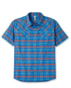 Stio Men's Eddy Shirt SS -Stio Shop Online M SS Eddy Blue Jolt Plaid