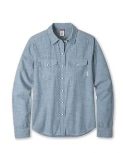 Stio Women's Ashton Chambray Shirt -Stio Shop Online W Ashton Chambray Shirt Organic Cotton Light Chamrbay