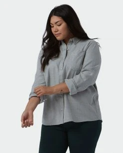 Stio Women's Dovetail Lightweight Flannel Shirt -Stio Shop Online W Dovetail Flannel Shirt Moon Dust Alt 2