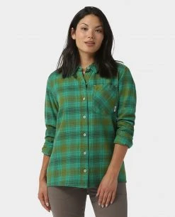 Stio Women's Dovetail Lightweight Flannel Shirt -Stio Shop Online W Dovetail Lightweight Flannel Shirt Greenery Plaid 1