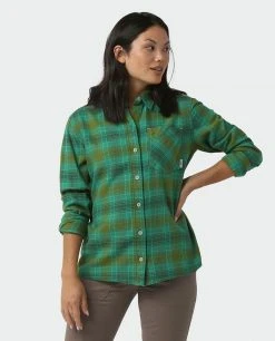 Stio Women's Dovetail Lightweight Flannel Shirt -Stio Shop Online W Dovetail Lightweight Flannel Shirt Greenery Plaid 2