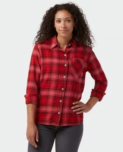 Stio Women's Dovetail Lightweight Flannel Shirt -Stio Shop Online W Dovetail Lightweight Flannel Shirt Pink Elation Plaid 1