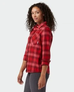 Stio Women's Dovetail Lightweight Flannel Shirt -Stio Shop Online W Dovetail Lightweight Flannel Shirt Pink Elation Plaid 2