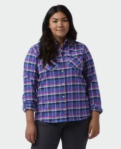Stio Women's Willow Midweight Flannel Shirt -Stio Shop Online W Willow Flannel Shirt Dark Amethyst Plaid Alt 1