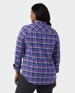 Stio Women's Willow Midweight Flannel Shirt -Stio Shop Online W Willow Flannel Shirt Dark Amethyst Plaid Alt 4