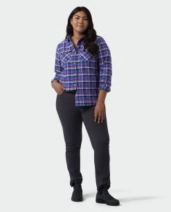 Stio Women's Willow Midweight Flannel Shirt -Stio Shop Online W Willow Flannel Shirt Dark Amethyst Plaid Alt 6