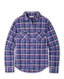 Stio Women's Willow Midweight Flannel Shirt -Stio Shop Online W Willow Midweight Flannel Shirt Amethyst Plaid