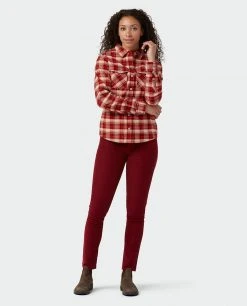 Stio Women's Willow Midweight Flannel Shirt -Stio Shop Online W Willow Midweight Flannel Shirt Sunset Plaid 4